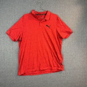 Puma Red Heather Tech Short Sleeve Polo Shirt Mens Size‎ XL Casual
